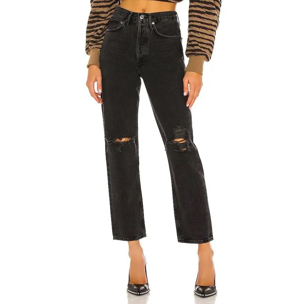 AGOLDE 90's Mid Rise Straight Size 29 Smokestack Jeans‎ Distressed Button Fly